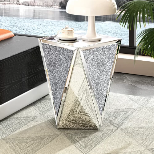Mirrored Crystal End Table