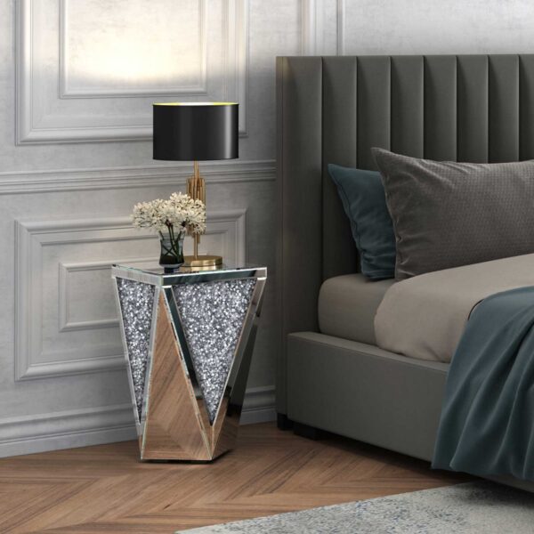 Mirrored Crystal End Table