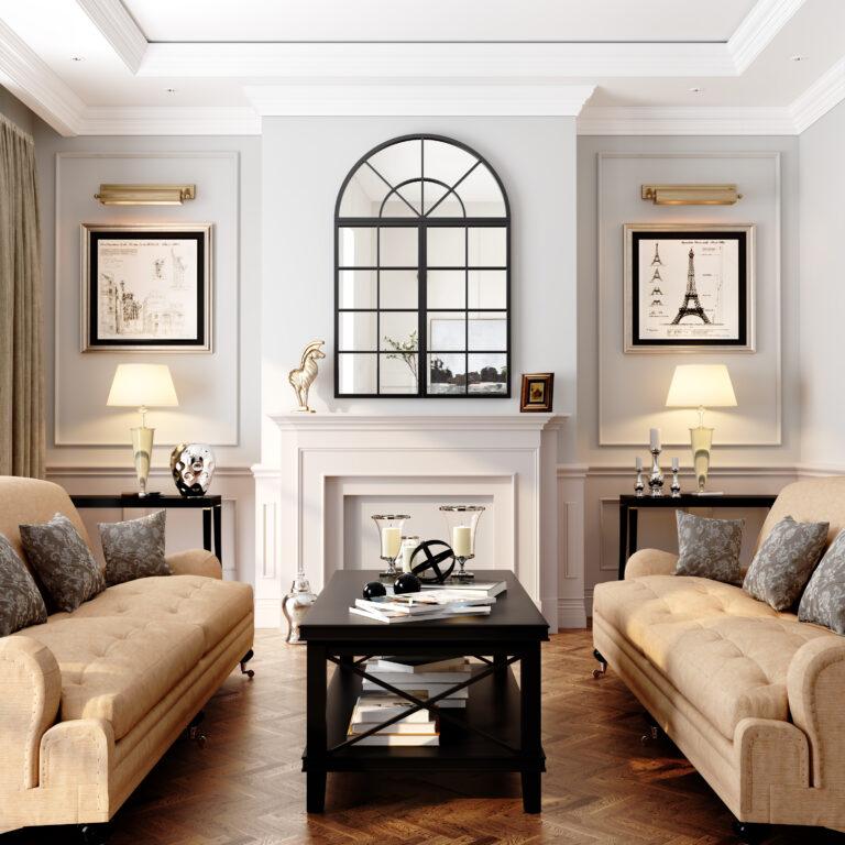 Black Arched Window Mirror