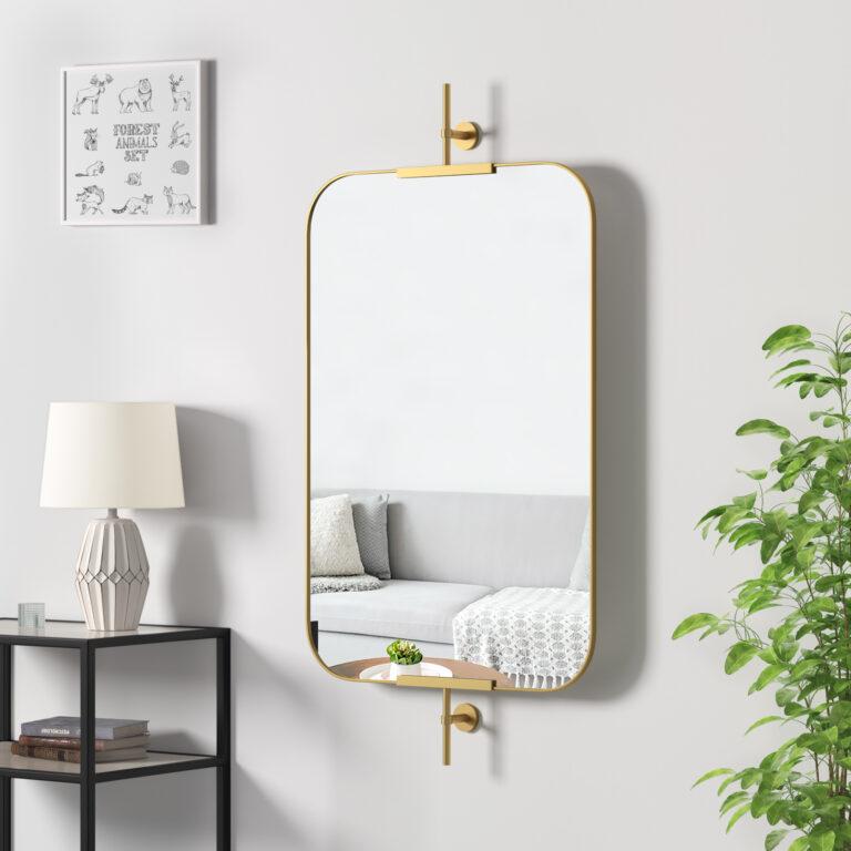 Gold Pivot Rectangle Mirror