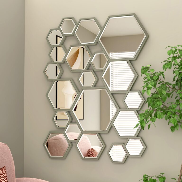 Grey Framed Design Mirror