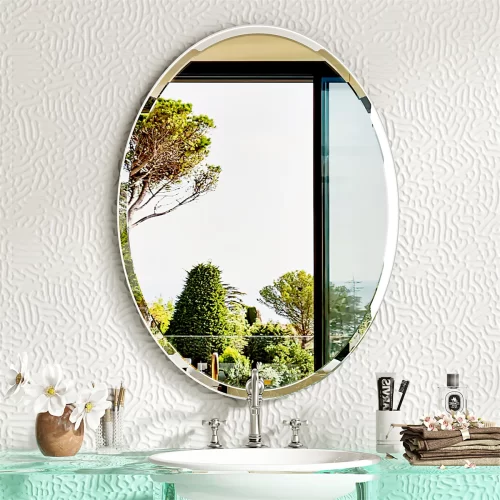 Oval Frameless Wall Mirror