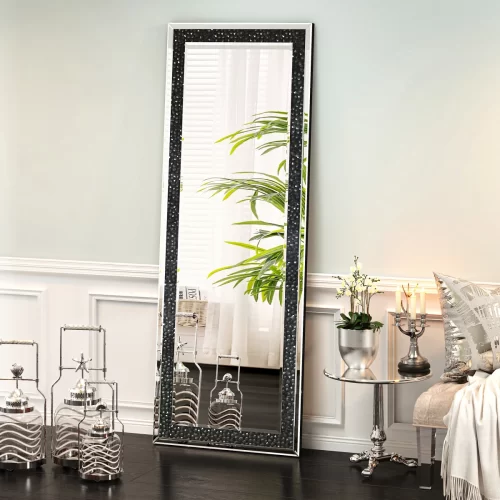 Black Crystal Floor Mirror