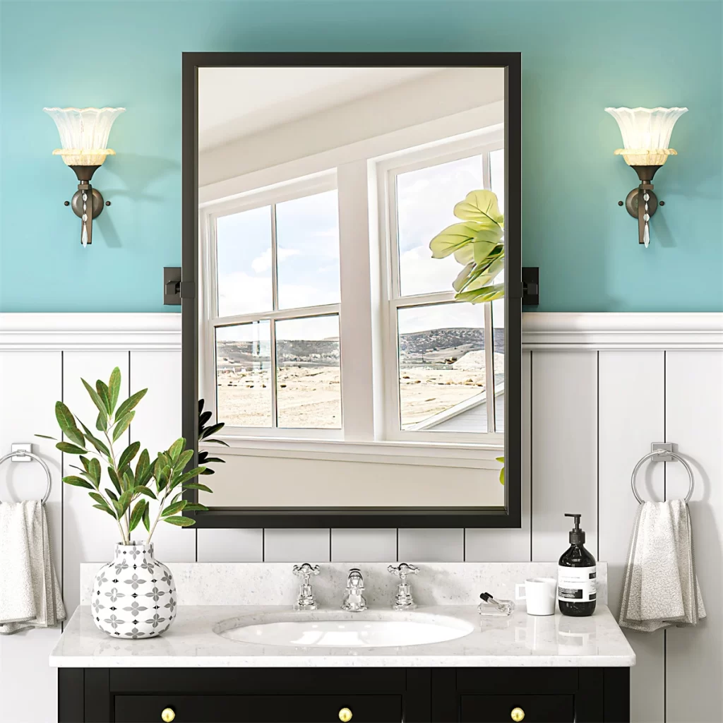 Black Bathroom Pivot Mirror