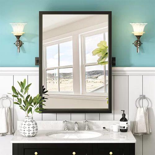 Black Bathroom Pivot Mirror