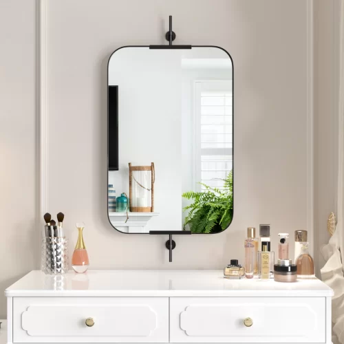 Black Pivot Rectangle Mirror