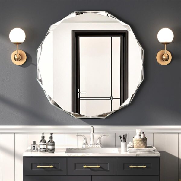 Frameless Scalloped Wall Mirror，