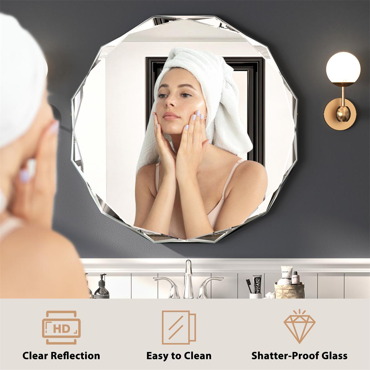 Frameless Scalloped Wall Mirror，