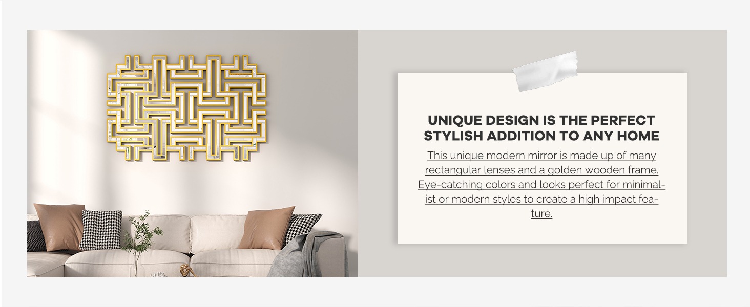 Gold Decorative Wall Mirrors - Wooden Modern Mirrors