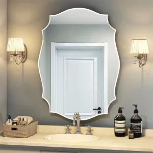 Frameless Wall Mirror Scalloped Beveled Edge
